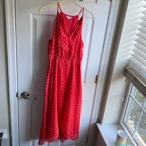 Joie Asymmetrical Hem Red Midi Dress